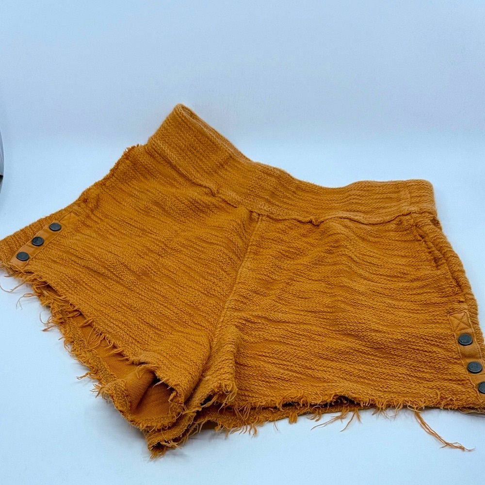Free People Distressed Textured Brown Shorts